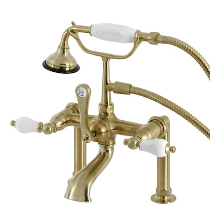 Kingston Brass AE105T7 Deck Mount Clawfoot Tub Faucet, Brushed Brass AE105T7